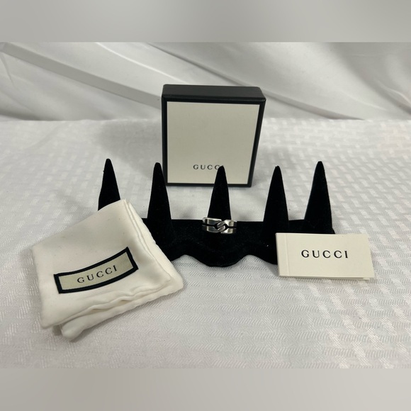 Gucci Jewelry - Gucci Sterling Silver Sculptural Link Ring w/ Box & Dust Bag